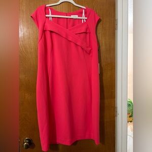 NWT Calvin Klein Coral Pink Cap-Sleeve Sheath Dress – Size 14W